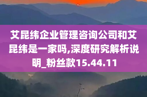 艾昆纬企业管理咨询公司和艾昆纬是一家吗,深度研究解析说明_粉丝款15.44.11