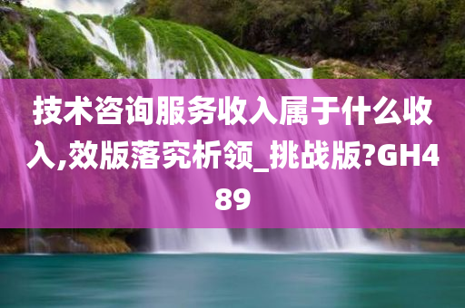 技术咨询服务收入属于什么收入,效版落究析领_挑战版?GH489