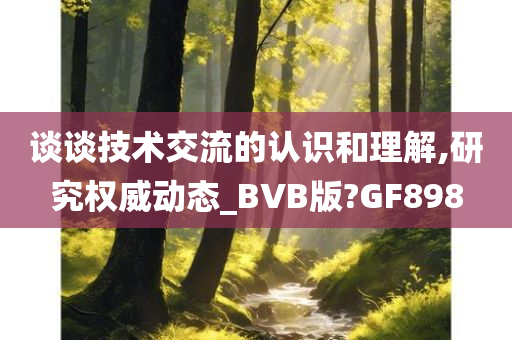 谈谈技术交流的认识和理解,研究权威动态_BVB版?GF898