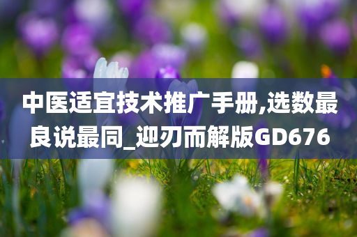 中医适宜技术推广手册,选数最良说最同_迎刃而解版GD676