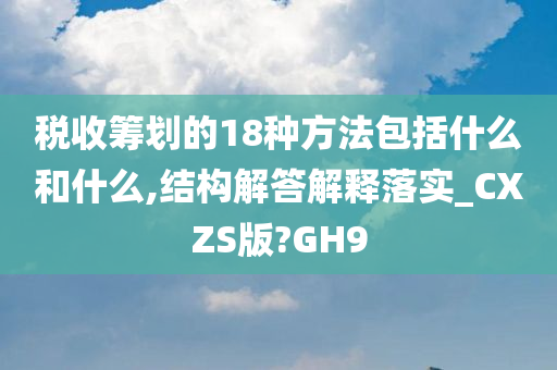 税收筹划的18种方法包括什么和什么,结构解答解释落实_CXZS版?GH9