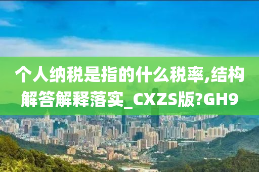 个人纳税是指的什么税率,结构解答解释落实_CXZS版?GH9