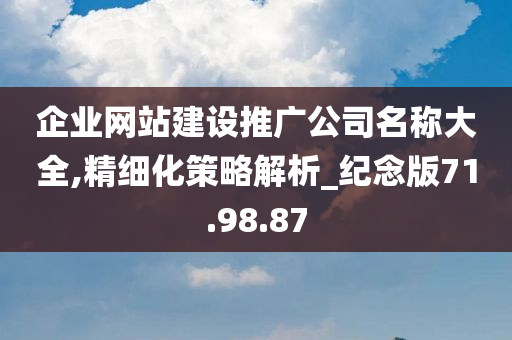 企业网站建设推广公司名称大全,精细化策略解析_纪念版71.98.87