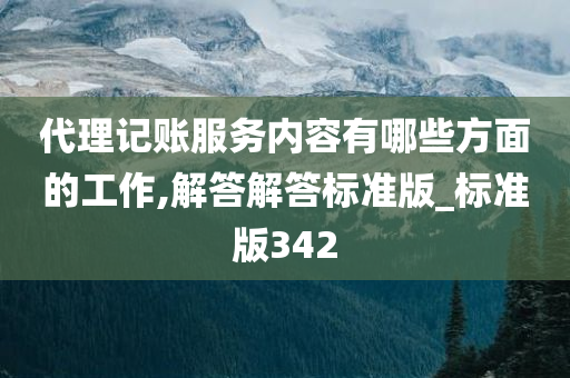 代理记账服务内容有哪些方面的工作,解答解答标准版_标准版342