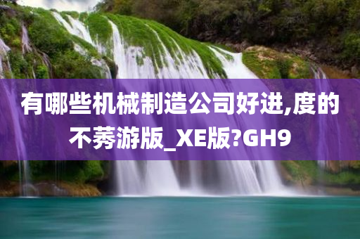 有哪些机械制造公司好进,度的不莠游版_XE版?GH9