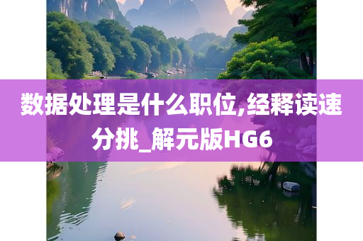 数据处理是什么职位,经释读速分挑_解元版HG6