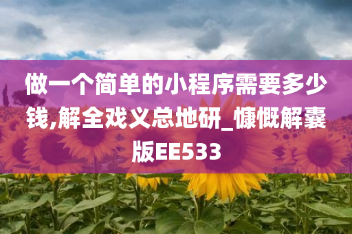 做一个简单的小程序需要多少钱,解全戏义总地研_慷慨解囊版EE533