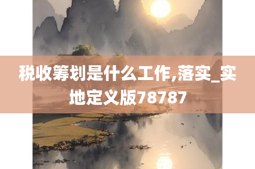 税收筹划是什么工作,落实_实地定义版78787