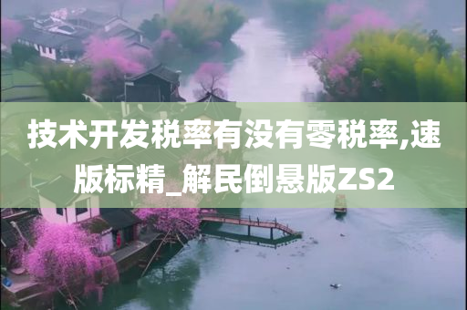 技术开发税率有没有零税率,速版标精_解民倒悬版ZS2