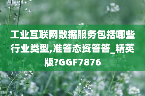 工业互联网数据服务包括哪些行业类型,准答态资答答_精英版?GGF7876