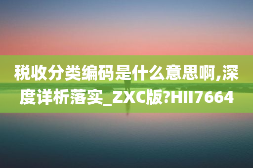 税收分类编码是什么意思啊,深度详析落实_ZXC版?HII7664