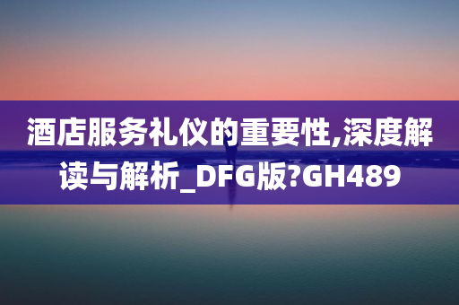 酒店服务礼仪的重要性,深度解读与解析_DFG版?GH489