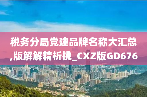 税务分局党建品牌名称大汇总,版解解精析挑_CXZ版GD676