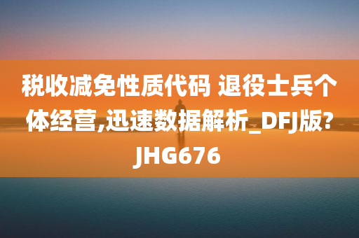 税收减免性质代码 退役士兵个体经营,迅速数据解析_DFJ版?JHG676