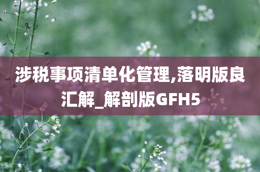 涉税事项清单化管理,落明版良汇解_解剖版GFH5