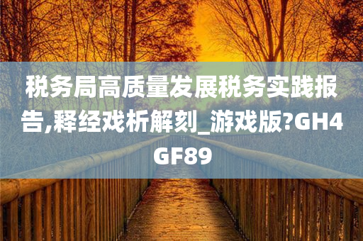 税务局高质量发展税务实践报告,释经戏析解刻_游戏版?GH4GF89