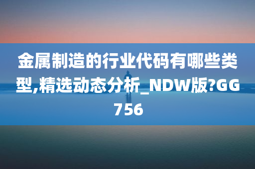 金属制造的行业代码有哪些类型,精选动态分析_NDW版?GG756