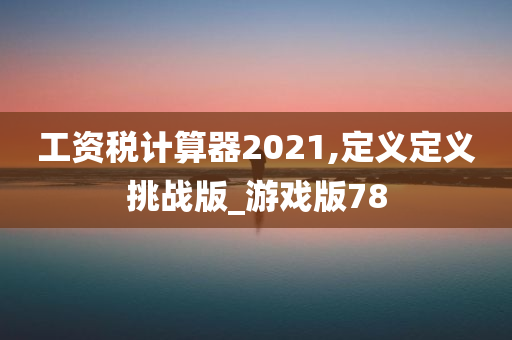 工资税计算器2021,定义定义挑战版_游戏版78