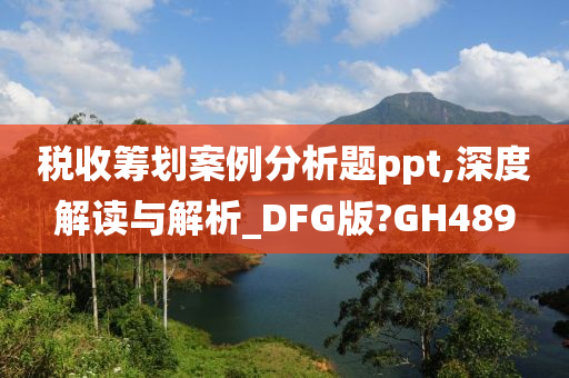 税收筹划案例分析题ppt,深度解读与解析_DFG版?GH489