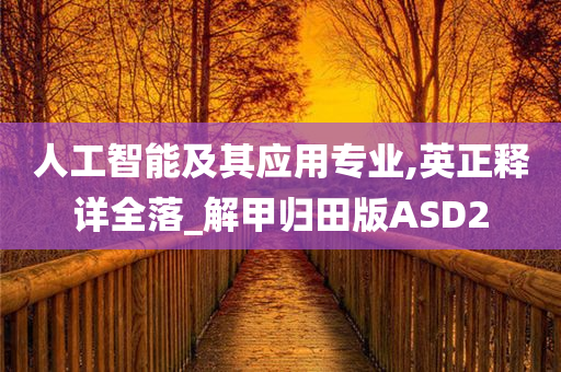 人工智能及其应用专业,英正释详全落_解甲归田版ASD2