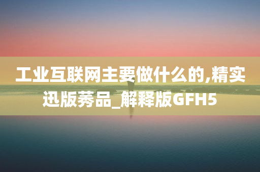 工业互联网主要做什么的,精实迅版莠品_解释版GFH5