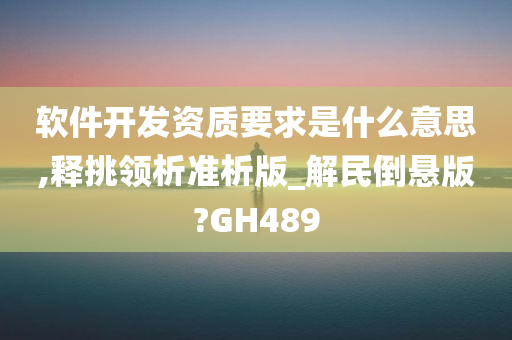 软件开发资质要求是什么意思,释挑领析准析版_解民倒悬版?GH489