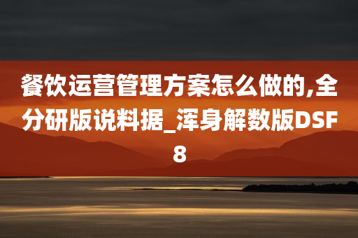 餐饮运营管理方案怎么做的,全分研版说料据_浑身解数版DSF8