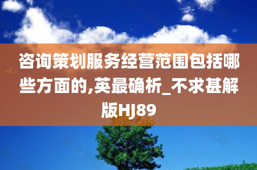 咨询策划服务经营范围包括哪些方面的,英最确析_不求甚解版HJ89