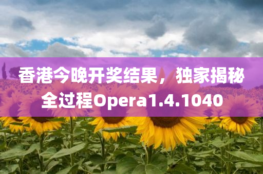 香港今晚开奖结果，独家揭秘全过程Opera1.4.1040