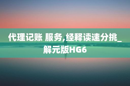 代理记账 服务,经释读速分挑_解元版HG6