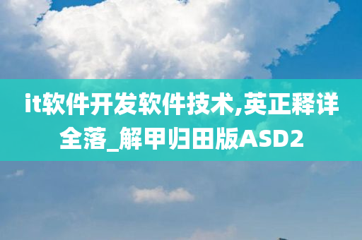 it软件开发软件技术,英正释详全落_解甲归田版ASD2