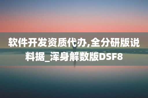 软件开发资质代办,全分研版说料据_浑身解数版DSF8