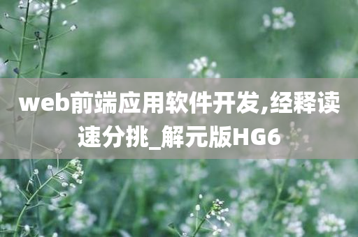 web前端应用软件开发,经释读速分挑_解元版HG6