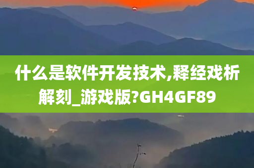 什么是软件开发技术,释经戏析解刻_游戏版?GH4GF89