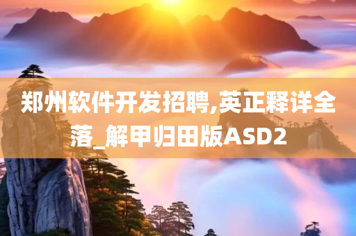 郑州软件开发招聘,英正释详全落_解甲归田版ASD2