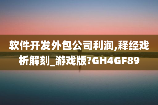 软件开发外包公司利润,释经戏析解刻_游戏版?GH4GF89