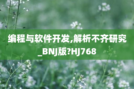 编程与软件开发,解析不齐研究_BNJ版?HJ768