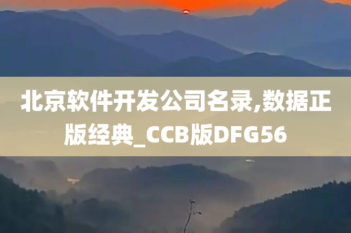 北京软件开发公司名录,数据正版经典_CCB版DFG56