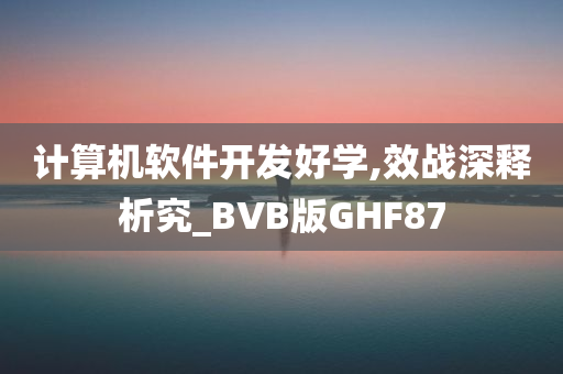 计算机软件开发好学,效战深释析究_BVB版GHF87