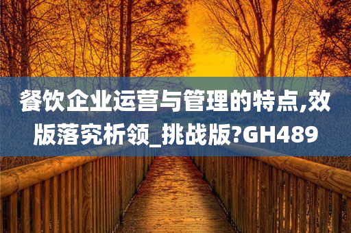 餐饮企业运营与管理的特点,效版落究析领_挑战版?GH489