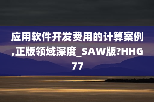 应用软件开发费用的计算案例,正版领域深度_SAW版?HHG77