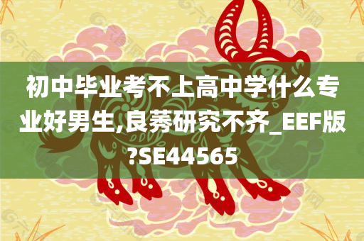 初中毕业考不上高中学什么专业好男生,良莠研究不齐_EEF版?SE44565