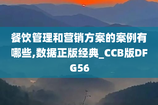 餐饮管理和营销方案的案例有哪些,数据正版经典_CCB版DFG56