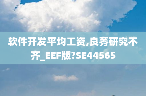 软件开发平均工资,良莠研究不齐_EEF版?SE44565