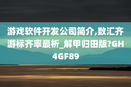 游戏软件开发公司简介,数汇齐游标齐率最析_解甲归田版?GH4GF89