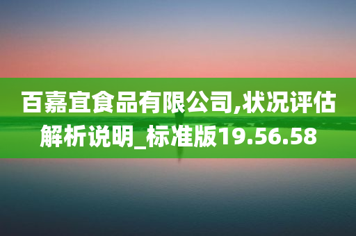 百嘉宜食品有限公司,状况评估解析说明_标准版19.56.58