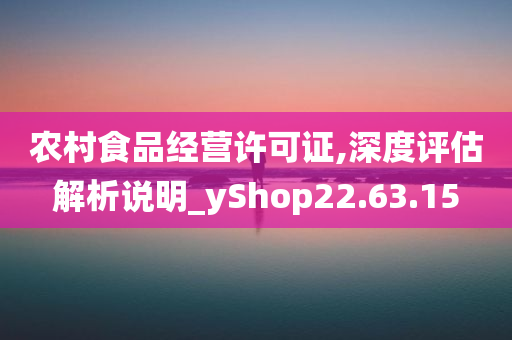 农村食品经营许可证,深度评估解析说明_yShop22.63.15