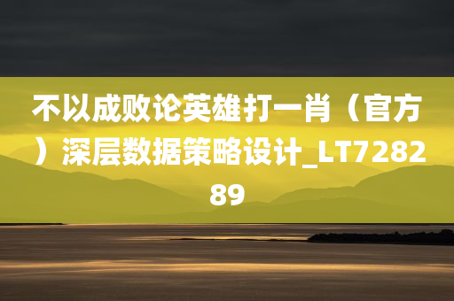 不以成败论英雄打一肖（官方）深层数据策略设计_LT728289