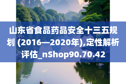 山东省食品药品安全十三五规划 (2016—2020年),定性解析评估_nShop90.70.42