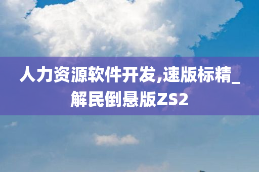 人力资源软件开发,速版标精_解民倒悬版ZS2